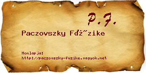 Paczovszky Füzike névjegykártya